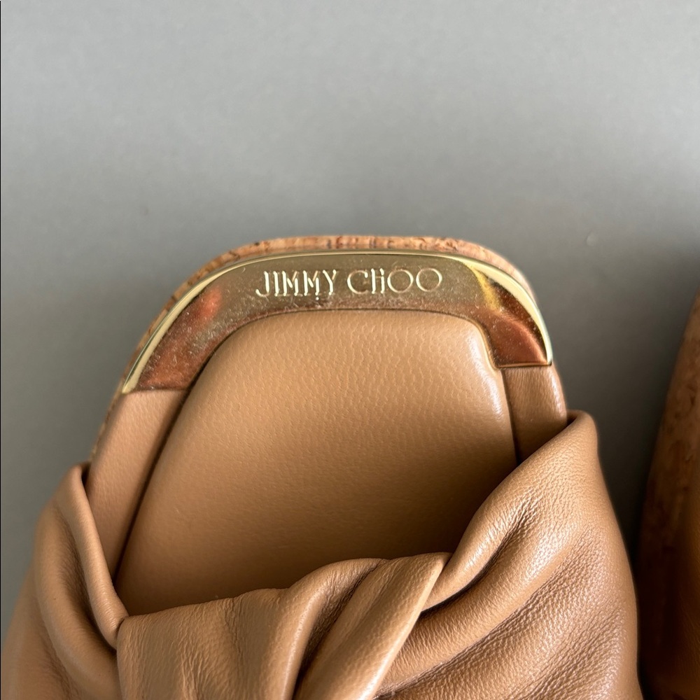 Jimmy Choo Tan Cork Wedge Sandals 8 - Picture 6 of 8
